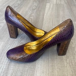 BCBGirls purple real snakeskin heels